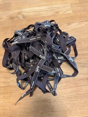 Hermes Brown and White Logo Ribbon Bundle